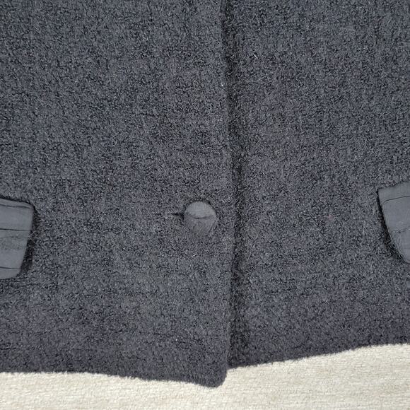 Alice + Olivia Boucle Wool Jacket Womens M Black Silk Crepe Trim Cropped Buttons - Picture 8 of 16